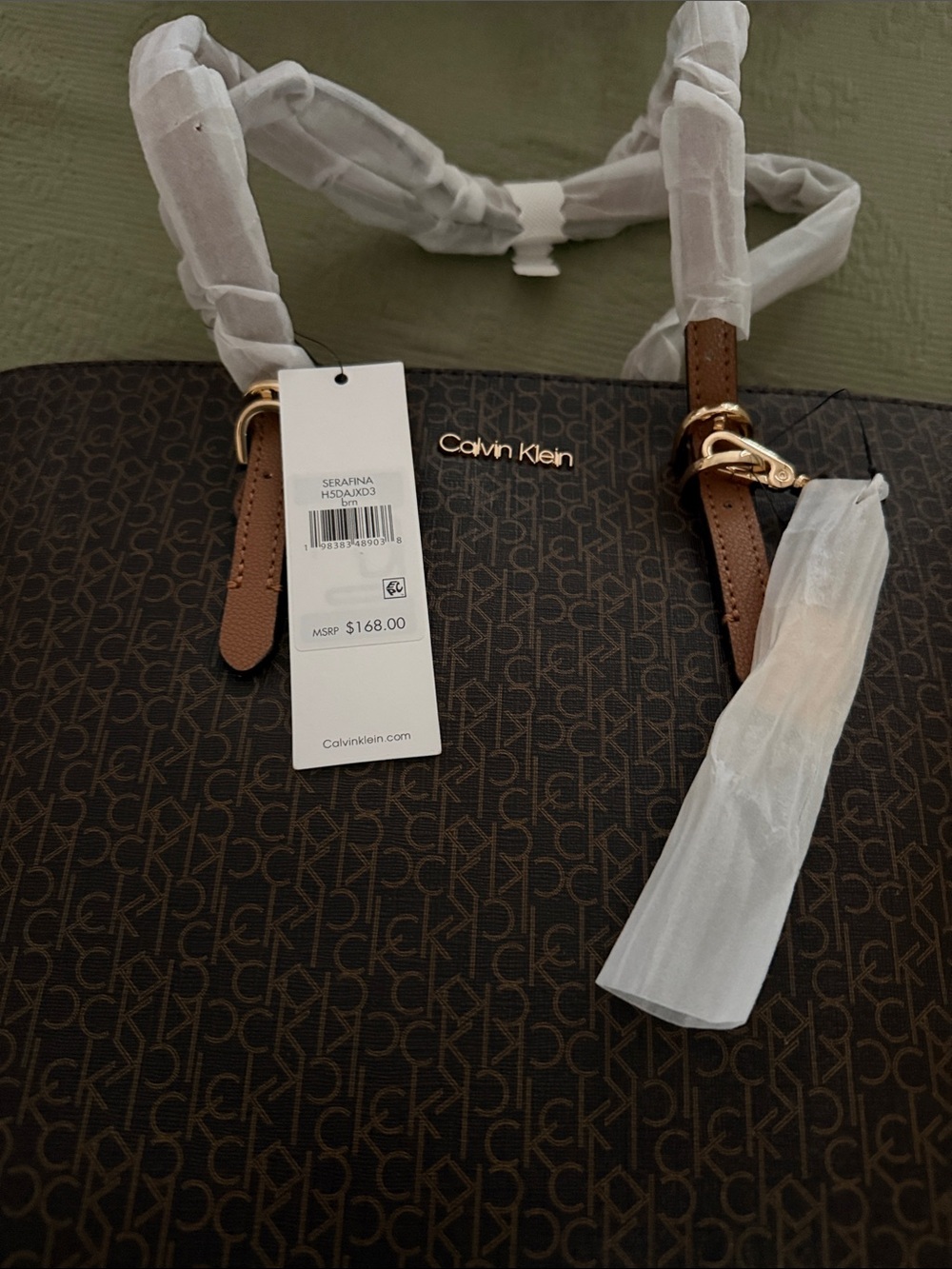 Calvin Klein Dark Brown Logo Tote - Picture 7 of 7